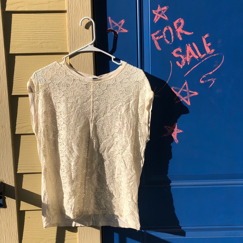 Cream lace top blouse